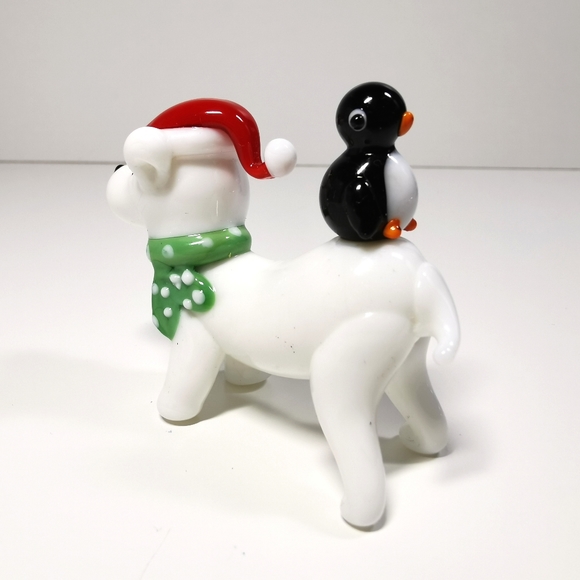 PIER 1 | Collectible Glass Santa Dog + Penguin Figurine (NEW) - Picture 2 of 6